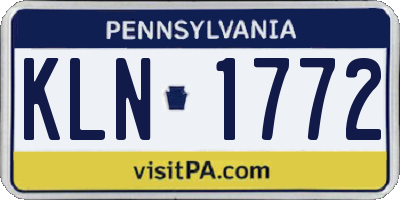 PA license plate KLN1772