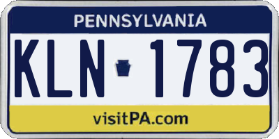 PA license plate KLN1783