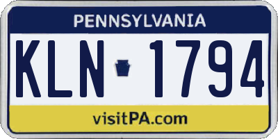PA license plate KLN1794