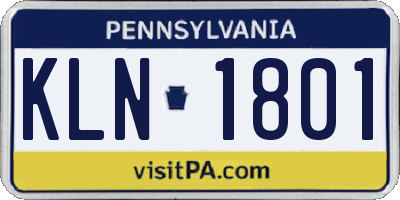 PA license plate KLN1801