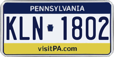 PA license plate KLN1802
