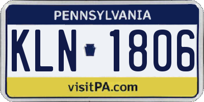 PA license plate KLN1806