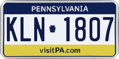 PA license plate KLN1807
