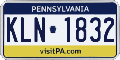 PA license plate KLN1832