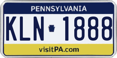 PA license plate KLN1888