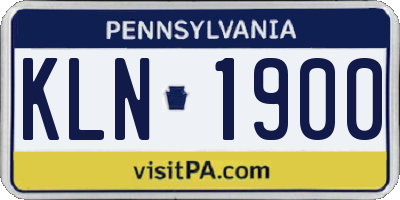 PA license plate KLN1900