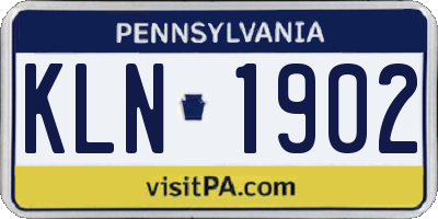 PA license plate KLN1902