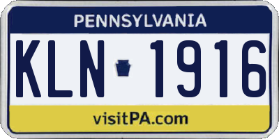 PA license plate KLN1916
