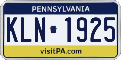 PA license plate KLN1925