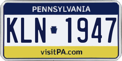 PA license plate KLN1947