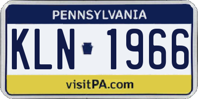PA license plate KLN1966