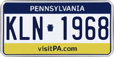 PA license plate KLN1968