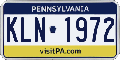 PA license plate KLN1972