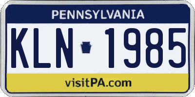 PA license plate KLN1985