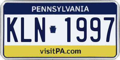 PA license plate KLN1997