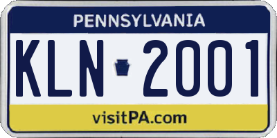 PA license plate KLN2001