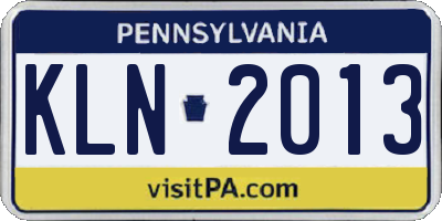 PA license plate KLN2013