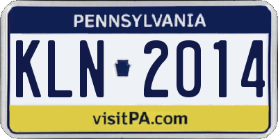 PA license plate KLN2014