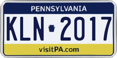 PA license plate KLN2017
