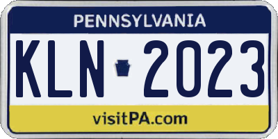 PA license plate KLN2023