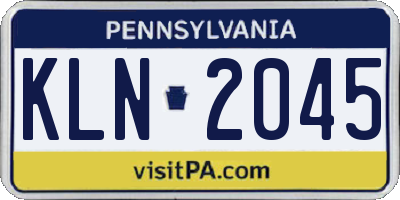 PA license plate KLN2045