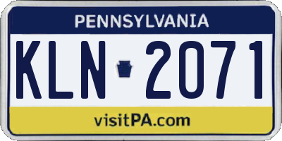PA license plate KLN2071