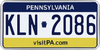 PA license plate KLN2086