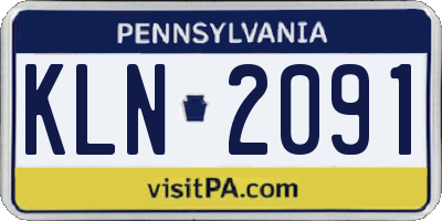 PA license plate KLN2091