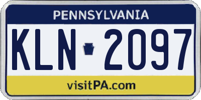 PA license plate KLN2097