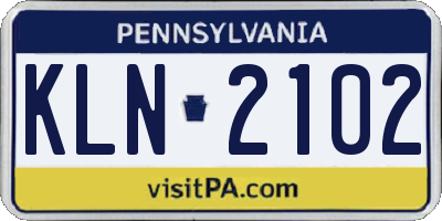 PA license plate KLN2102