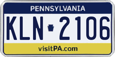 PA license plate KLN2106