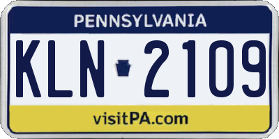 PA license plate KLN2109