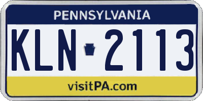 PA license plate KLN2113
