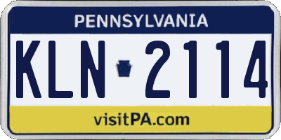PA license plate KLN2114