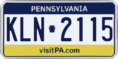 PA license plate KLN2115