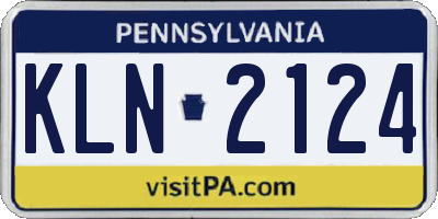 PA license plate KLN2124