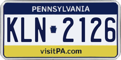 PA license plate KLN2126
