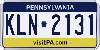 PA license plate KLN2131