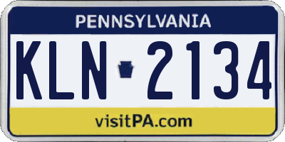 PA license plate KLN2134