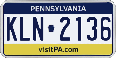 PA license plate KLN2136