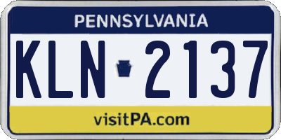 PA license plate KLN2137