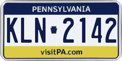 PA license plate KLN2142