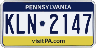 PA license plate KLN2147