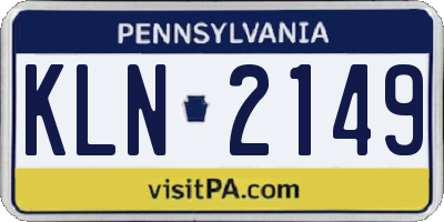 PA license plate KLN2149
