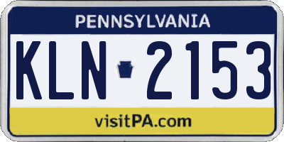 PA license plate KLN2153