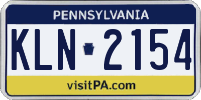 PA license plate KLN2154
