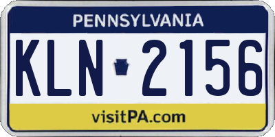 PA license plate KLN2156