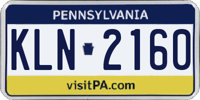 PA license plate KLN2160
