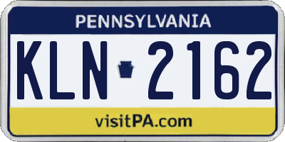 PA license plate KLN2162