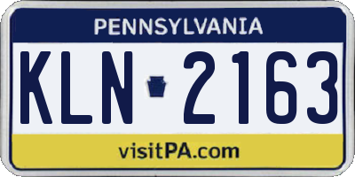 PA license plate KLN2163